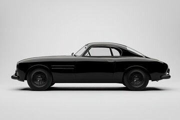 Black classic car profile on a gray background