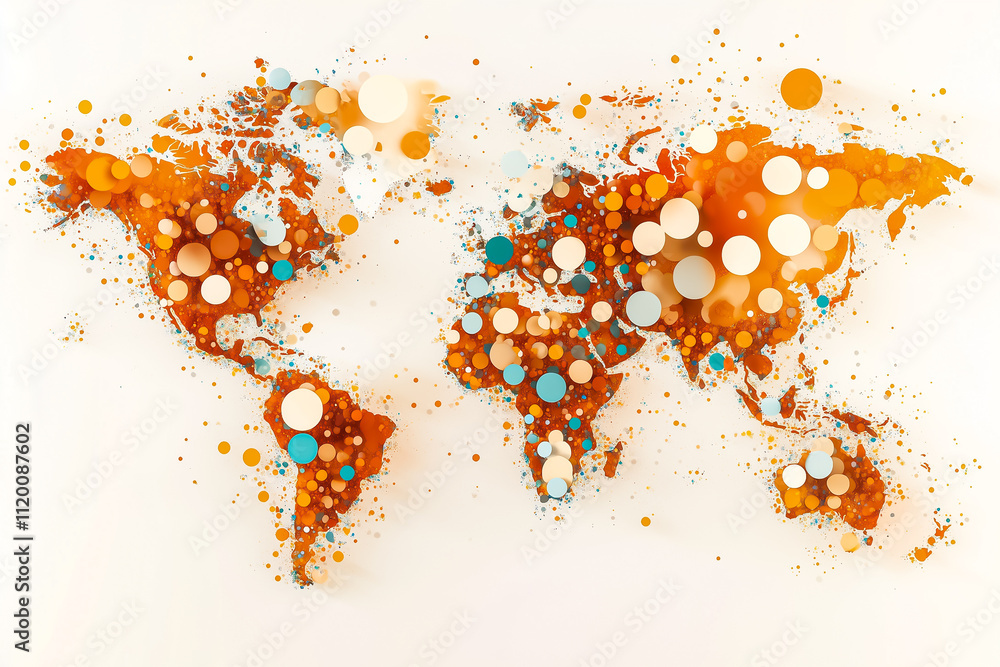 Poster pulsating dots on a world map highlight various locations and their activity levels, showcasing glob