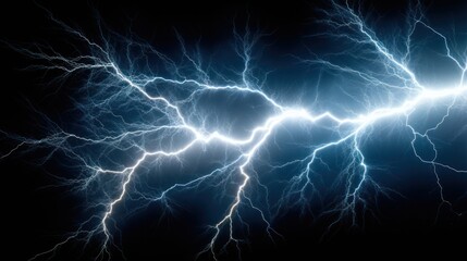 Energetic electric lightning flashes creating a sense of movement and impact isolated on white background