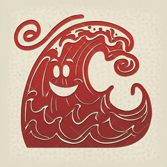 Abstract red wave design isolated on white background cutout png design asset funny conceptCharacter Design