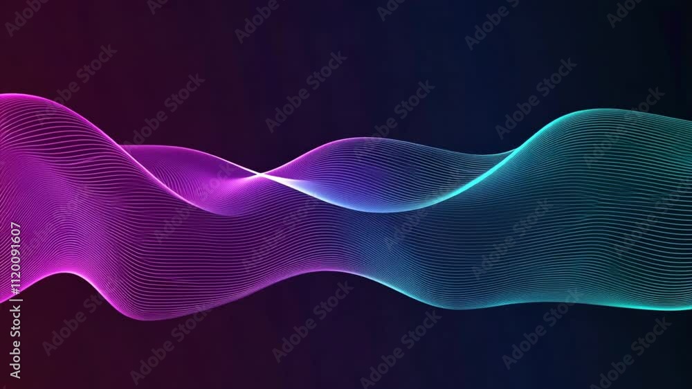 Aufkleber colorful abstract wave design smooth curves and flowing lines in purple and teal create dynamic move
