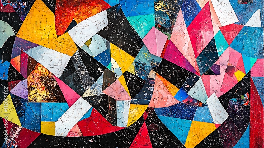 Fototapete Abstract Vector Shape Composition Generative Design Artwork with many colors vector