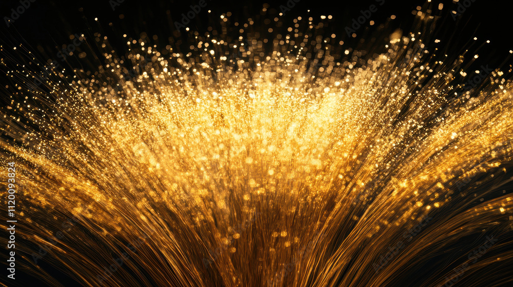 Poster burst of golden sparks creating dynamic and vibrant display