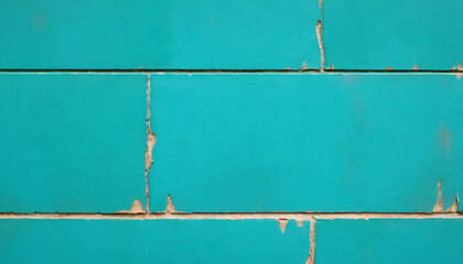 turquoise wall background of worn paint