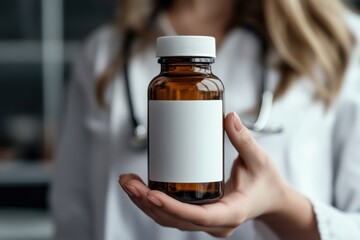 Health checkmedical professional holding prescription bottle clinic image indoor close-up wellness awareness