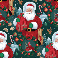 a seamless pattern of santa clus