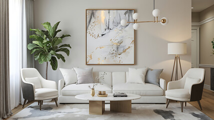 interior design mockup Discovering new artistic visions and embracing the beauty of abstract expressionism Marble Luxe Soft white silver gold charcoal Collage