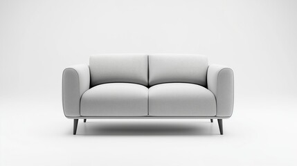 Compact light gray sofa with rounded edges and metal legs, perfect for cozy and functional spaces  