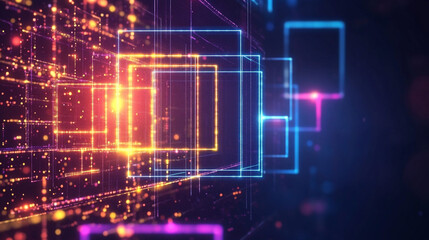 Obraz premium Digital neon line technology background.