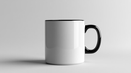 Fototapeta premium A simple black and white coffee mug on a neutral background.