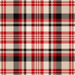 Ornament tartan pattern texture, filigree background seamless plaid. Postcard check textile vector fabric in red and light colors.