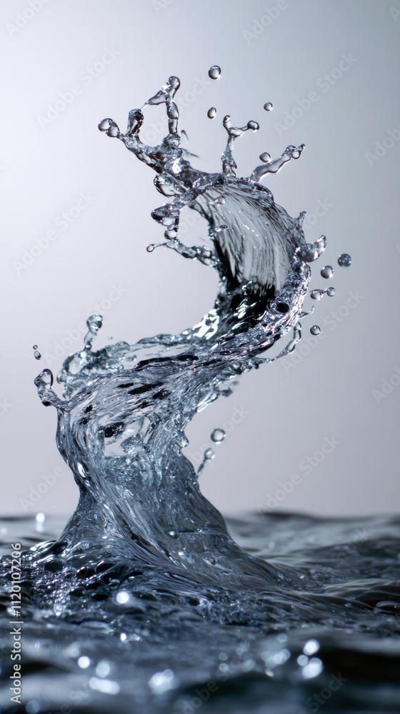 Poster captivating splashes of water create an elegant swirl, reflecting light beautifully. this stunning i