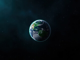 Fototapeta premium A stunning view of Earth set against the vastness of space, showcasing its vibrant colors and intricate details against the backdrop of twinkling stars.