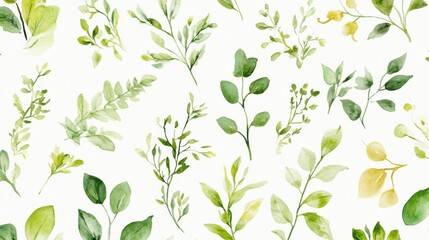 Delicate Watercolor Botanical Leaf Pattern