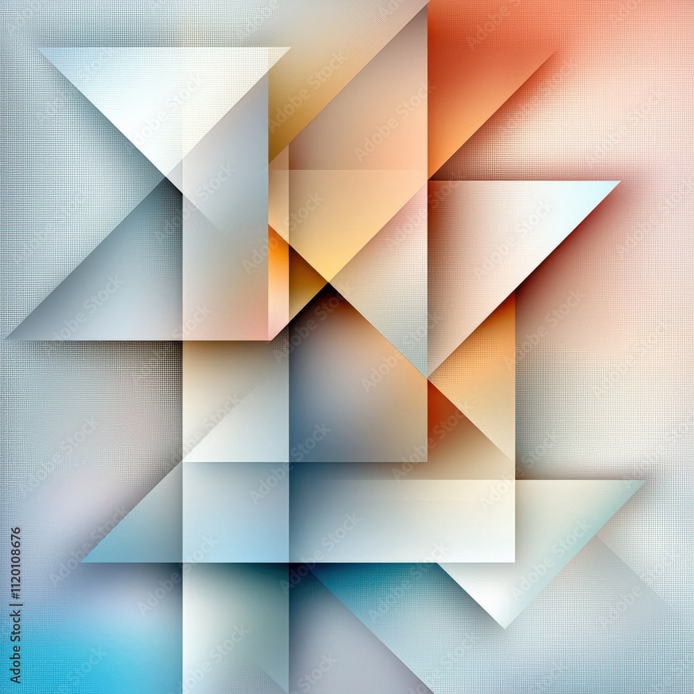 Poster pastel geometric overlays, layered triangular designs with smooth color fades