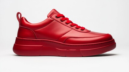 Stunning Red Leather Sneakers - High-Quality, Trendy Design