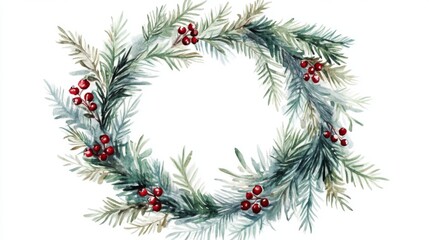 Elegant Watercolor Christmas Wreath Design