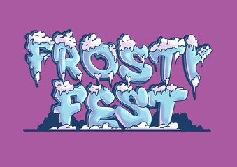 Frosty fest graphic design simple high quality image, design for winter holiday Christmas new year event 