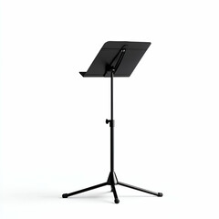 Black music stand for sheet music display.