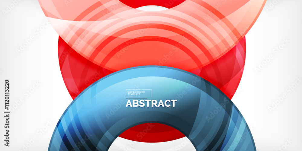 Poster bright colorful circles with light effects. abstract background