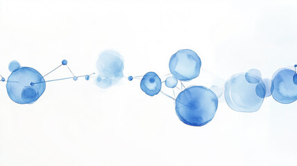 Abstract Blue Watercolor Bubbles