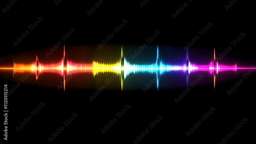 Poster colorful sound wave visualization vibrant graphic design of audio frequencies and music in dynamic w