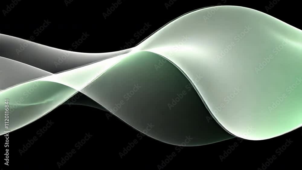 Poster elegant flowing abstract design smooth green and white curves in motion, creating sense of grace and