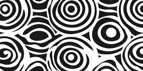 Obraz premium Abstract black and white circular pattern with spirals and concentric designs