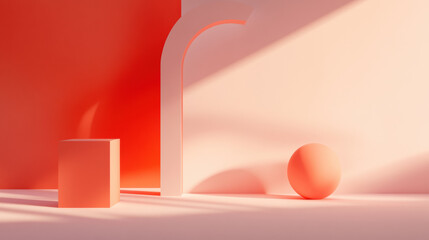 Obraz premium Minimalist Geometric Shapes in Warm Lighting