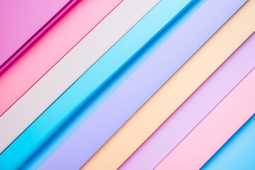 Fototapeta premium Colorful paper sheets arranged diagonally create an artistic pattern