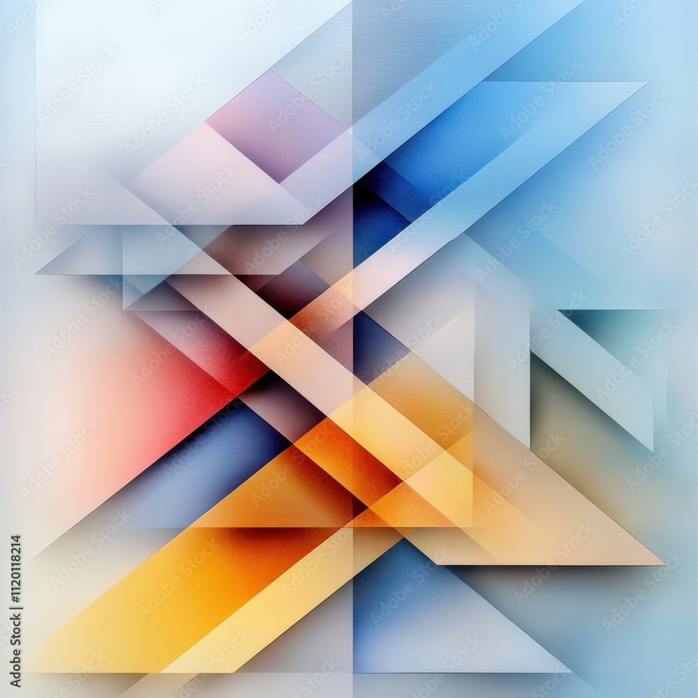 Poster Pastel geometric overlays, layered triangular designs with smooth color fades