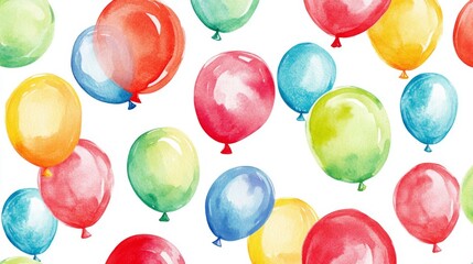 Vibrant Watercolor Balloons Pattern for Party Decor