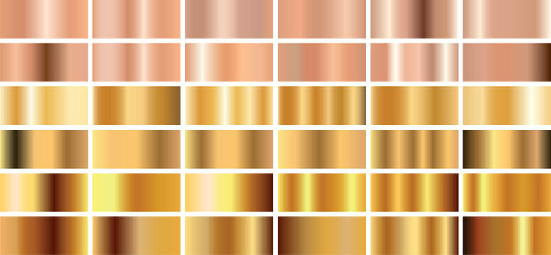Gold vector palette. Set of gold metal textures.