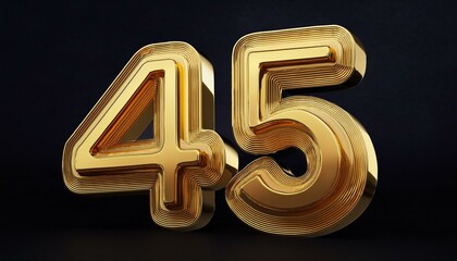 45 golden 3d render symbol, copy space. Generated image