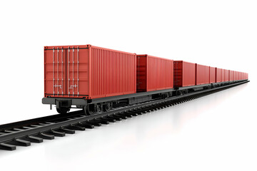 Obraz premium Cargo train with red shipping containers.