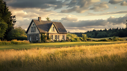 Obraz premium B'farmhouse in a rural setting'. Edenic. Illustration