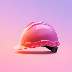 Bright pink safety helmet on gradient background.
