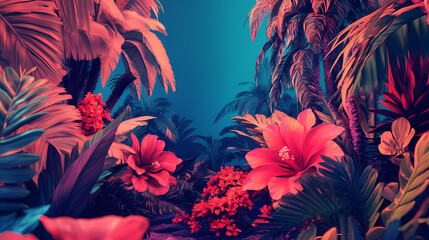 Blooming tropical paradise a vibrant oasis for monthly events generative ai. Edenic. Illustration