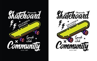 Classic old skateboard. Original vector poster in vintage style. T-shirt design.