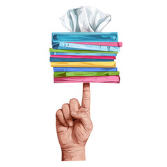 stack of colorful tissues balanced onnapkintissuetastic pile isolated on white background cutout png design asset funny conceptAcrylic Painting