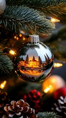 Pine Fairy Box Glimmering Christmas Ornament Reflecting Festive Lights