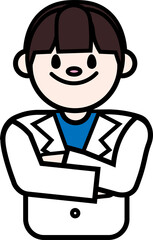 Obraz premium Doctor, Pharmacist, nurse, healthcare worker character. Flat Cartoon Vector Illustration