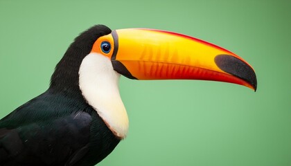 Naklejka premium toucan on a green background