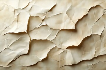 A close-up of crumpled, textured paper in soft beige tones.
