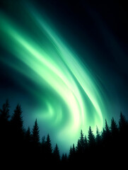 Fototapeta premium Vibrant aurora illuminates a tranquil forest.