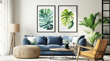 Botanical Leaf Prints, Stylish Living Room Decor