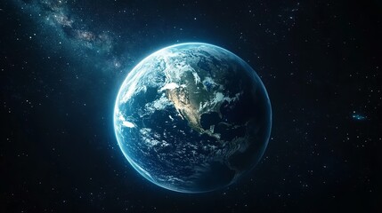 Stunning High-Resolution View of Earth Surrounded by Stars in Space