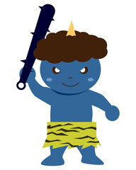 【節分】金棒を持った青鬼