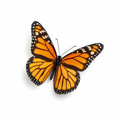 Fototapeta premium A vibrant monarch butterfly on white background.