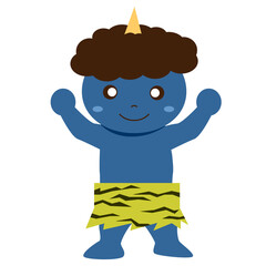 【節分】両腕を上げる青鬼